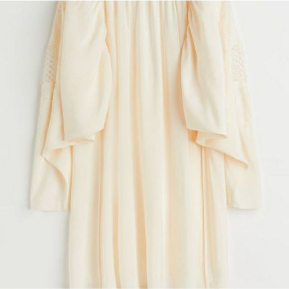 H&M NEW BEIGE SHORT VOLUMINOUS DRESS W MESH SLE - Picture 6 of 7